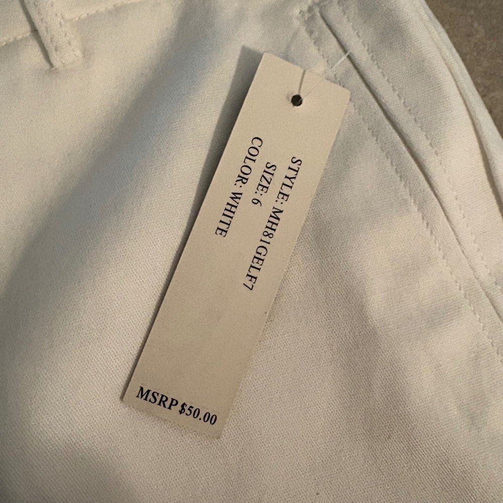 NWT Larry‎ Levine White Stretch Mid-Thigh Bermuda Cotton Shorts (Women's 6) - Picture 4 of 6